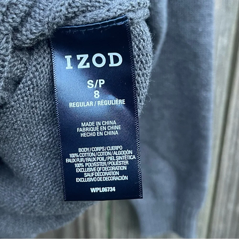IZOD Sweater Kids Size 8 S/P Gray Pullover 1/4 Zip Mock Neck - Picture 4 of 4